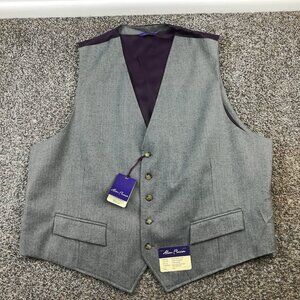 NWT Alan Flusser Vest Waistcoat Herringbone Gray Mens 2XL